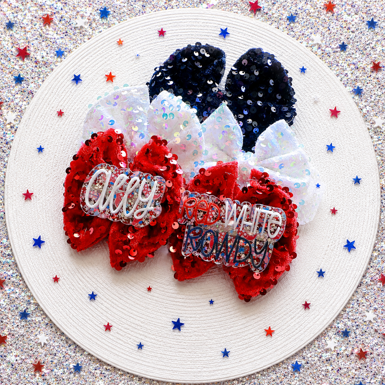Red White + Southern Lights Hair Clips