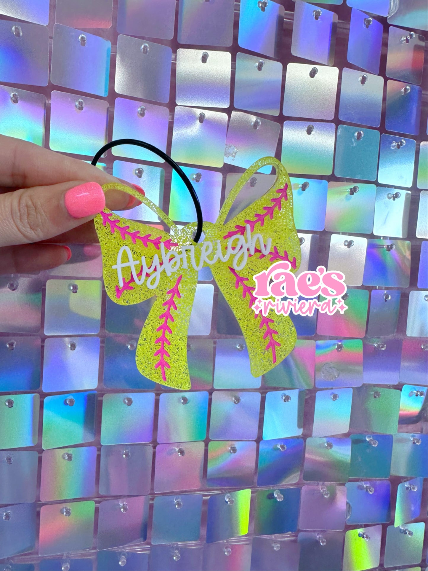 Softball Bow Bag Tag