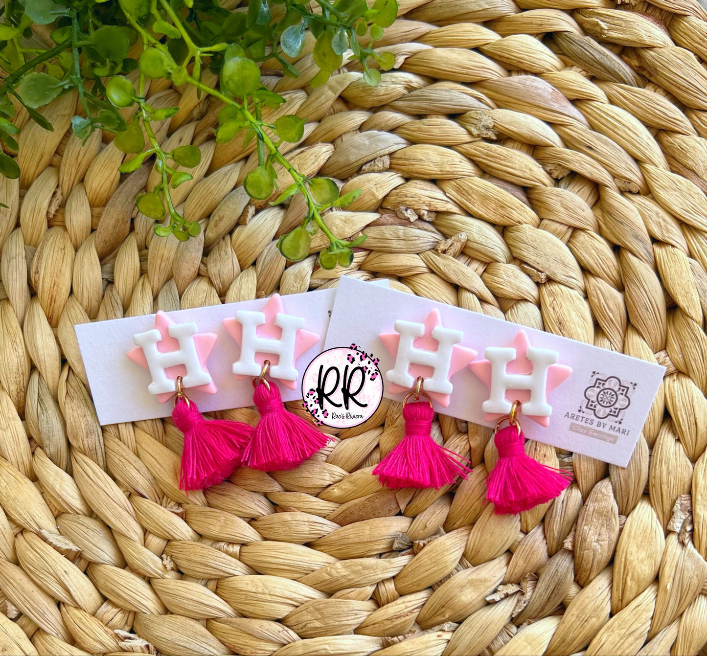 Pink Astros Handmade Clay Earrings