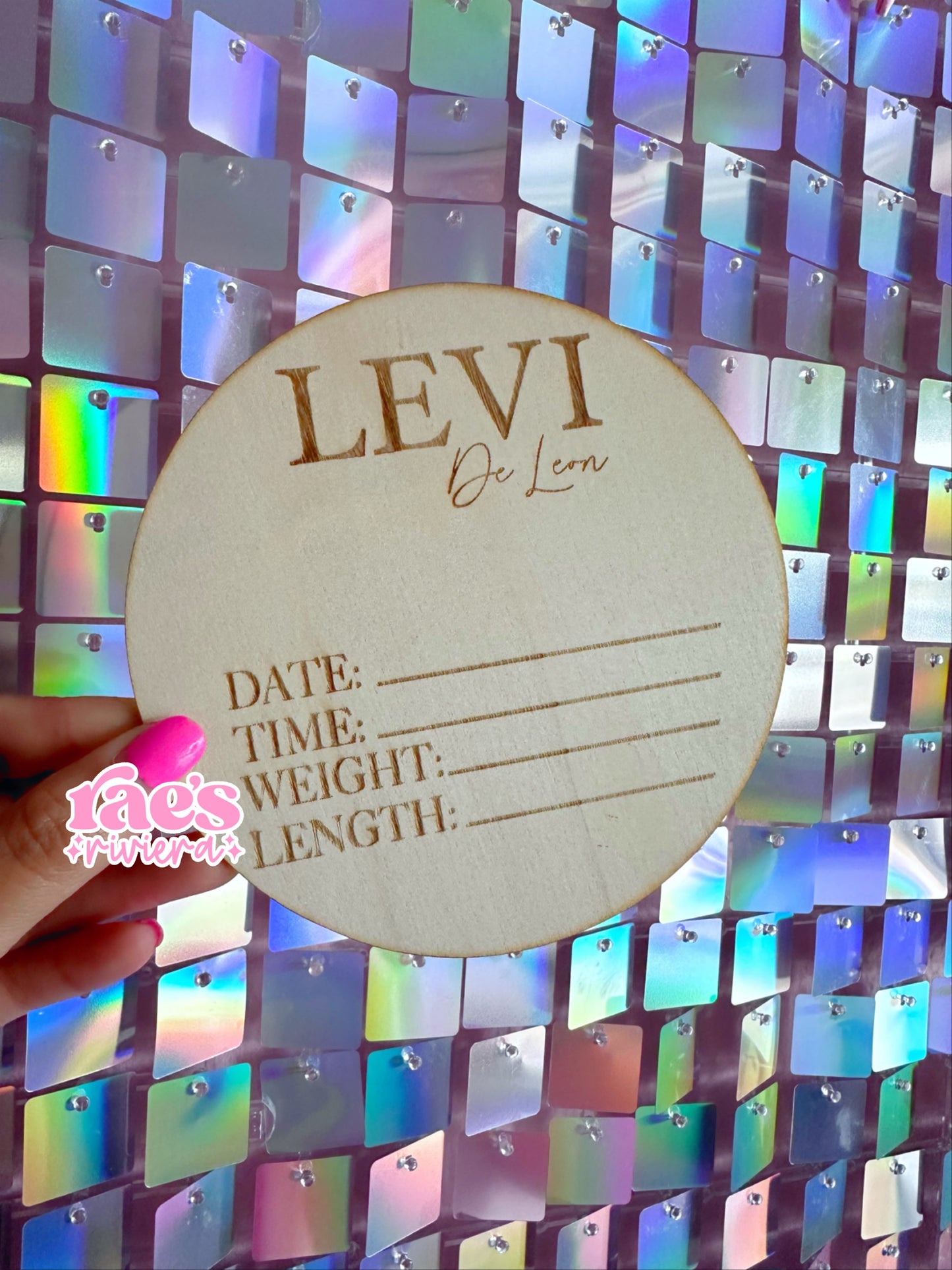 Custom Engraved Simple Wood Birth Stat Sign