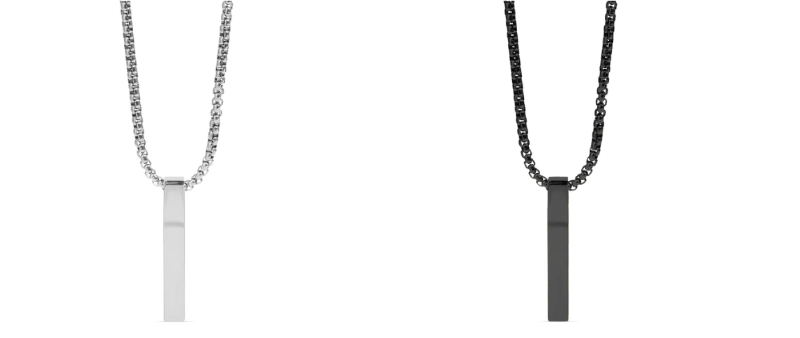4 Sided Vertical Bar Necklace w/ 24" Box Chain