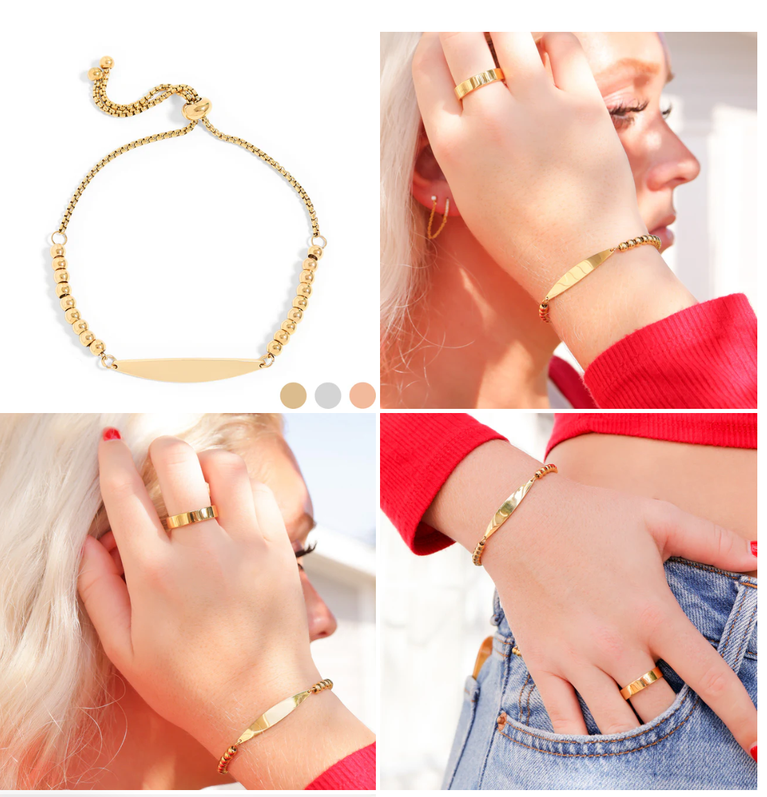 Adjustable Beaded Curved Blank Bar Bracelet