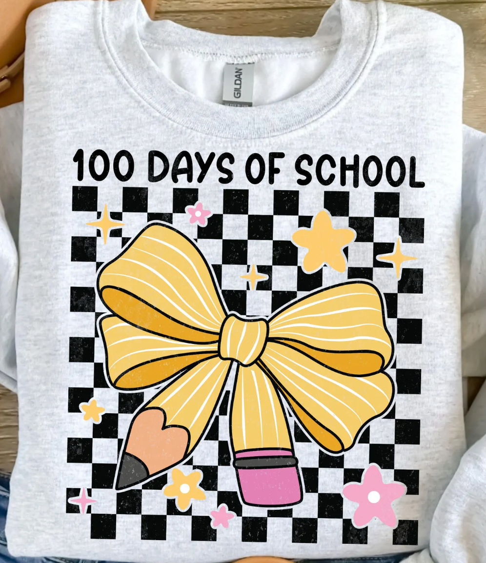 100 Days Checkered Bow Pencil