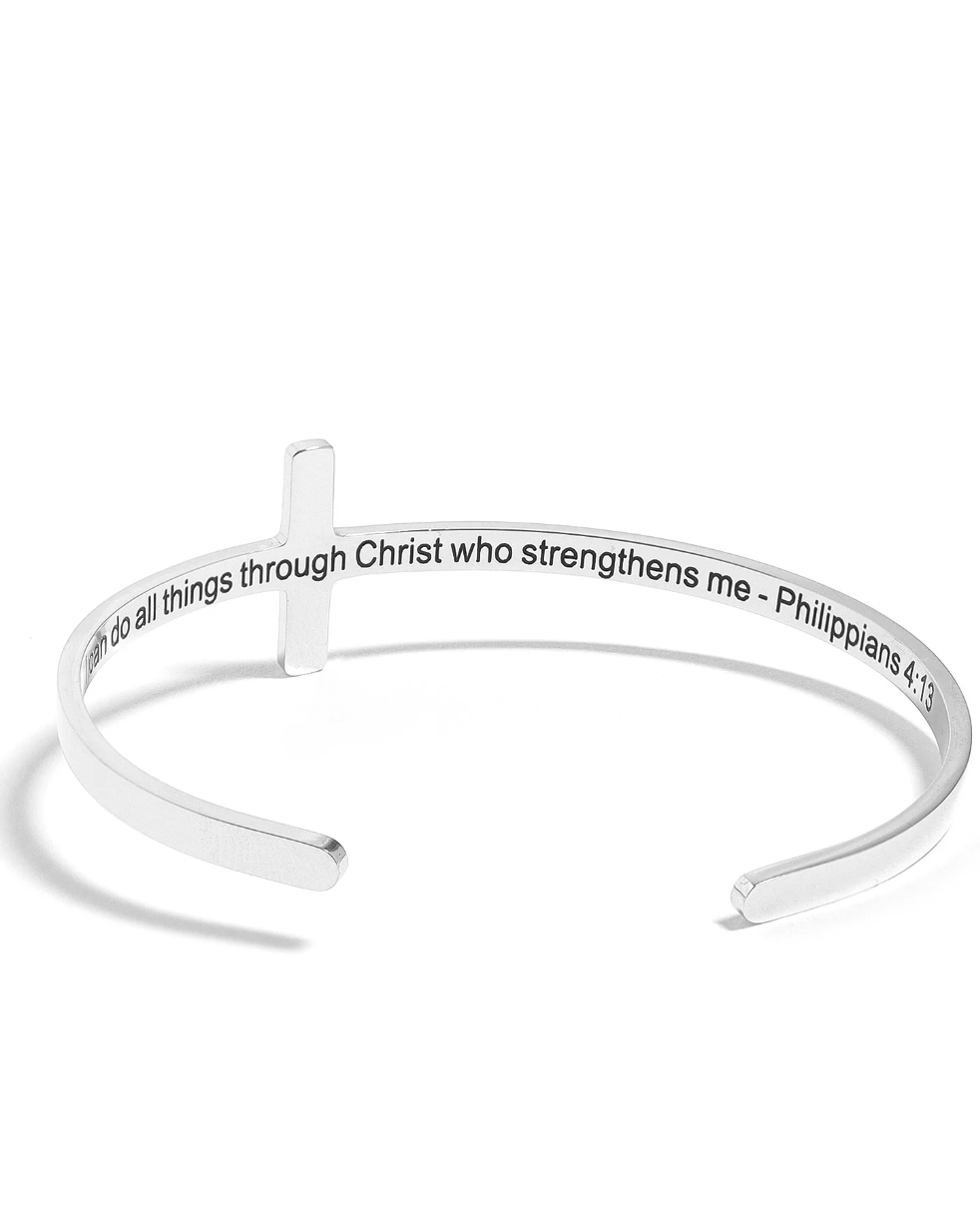 Philippians 4:13 Cross Cuff Bracelet