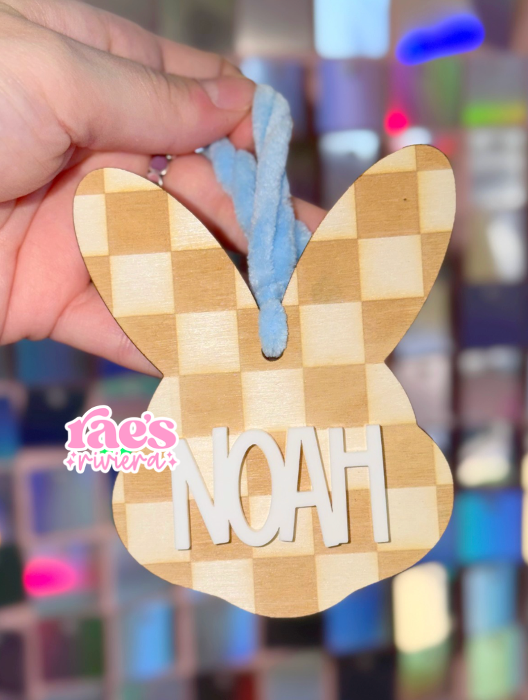 Checkered Simple Bunny Tag