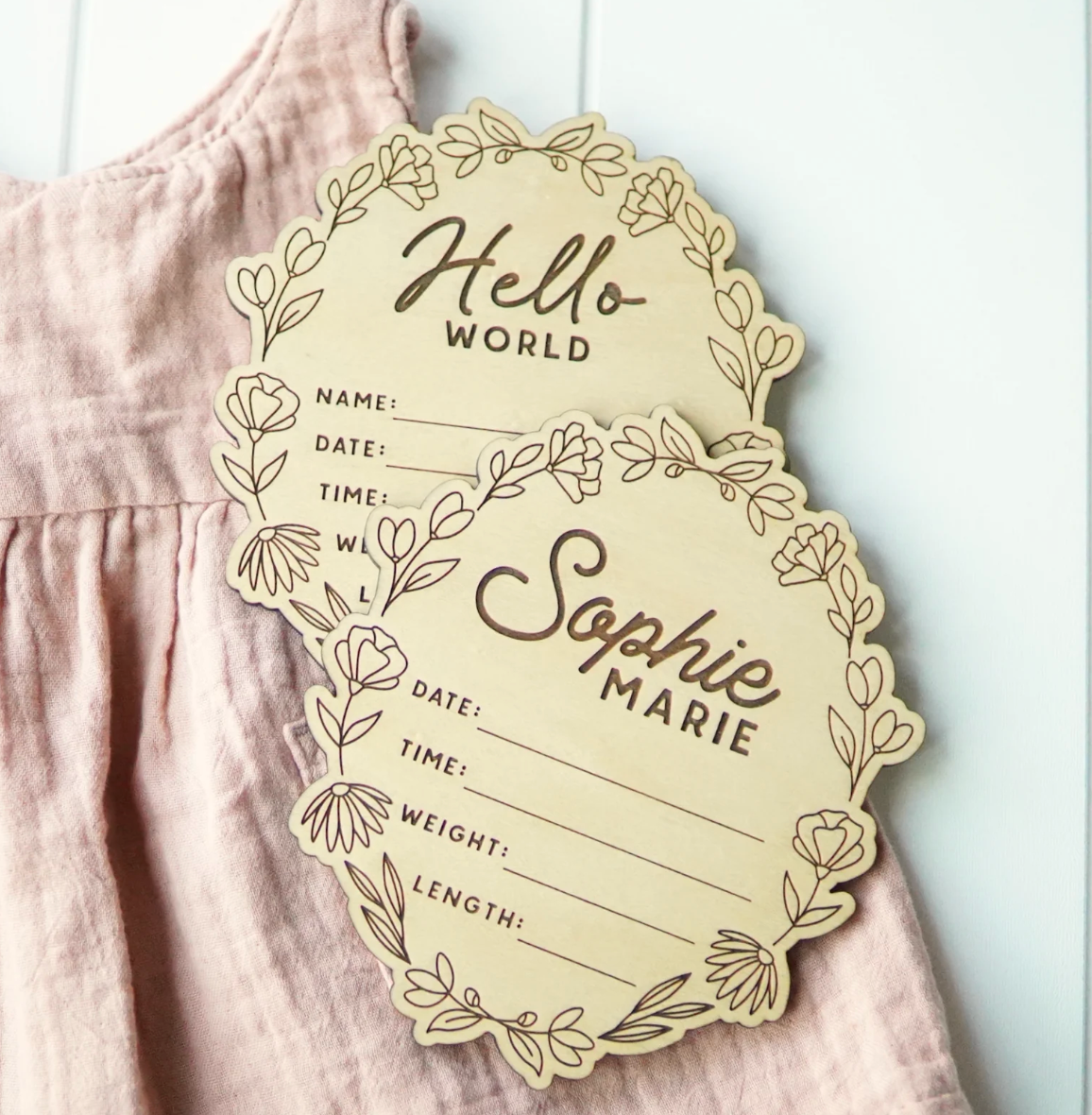 Wildflower Engraved Birth Stat Signs