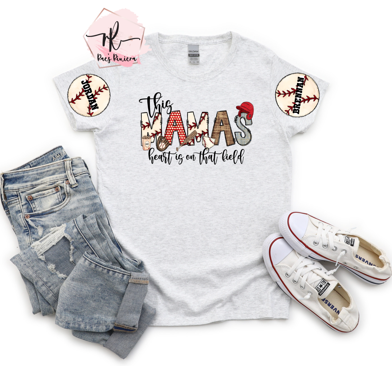 Baseball + Softball Mama Personalized Tee