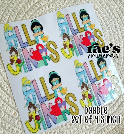 Doodle Name UV DTF Stickers