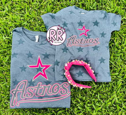 Retro Pink Astros Tee Kids