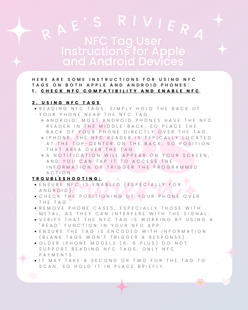 Business NFC Instructions Digital Files