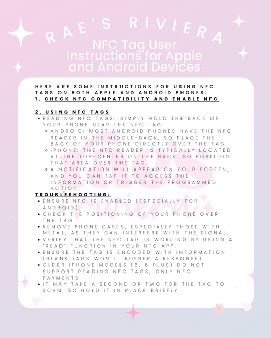 Business NFC Instructions Digital Files