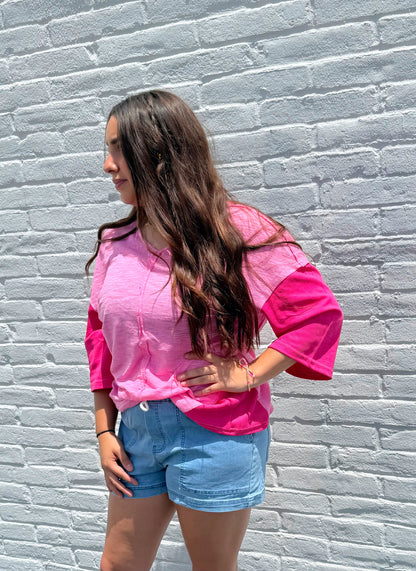 Weekend In Pink Colorblock Top