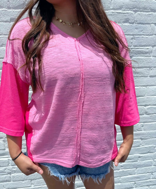 Weekend In Pink Colorblock Top