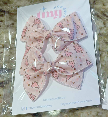 Pink Christmas Tree Serged Sailor Bows