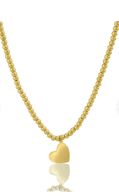 Heart Beaded Necklace with 2" Extension