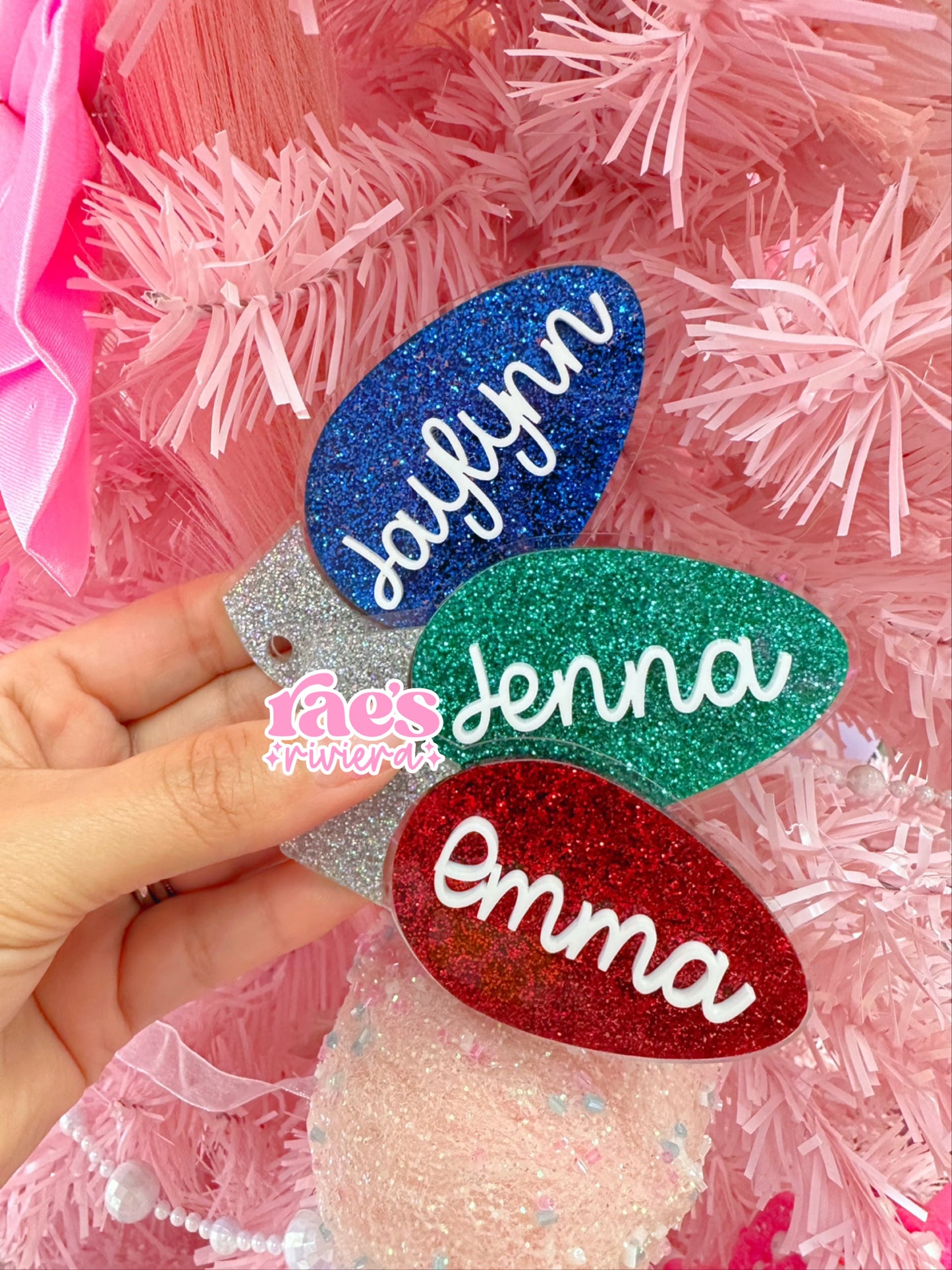 Christmas Light Bulb Ornament Name Tag | Stocking Tag WS