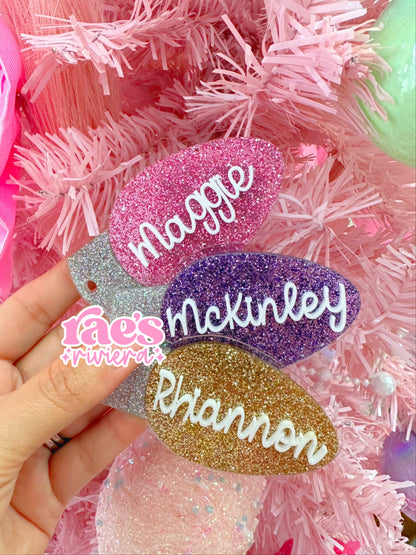 Christmas Light Bulb Ornament Name Tag | Stocking Tag WS