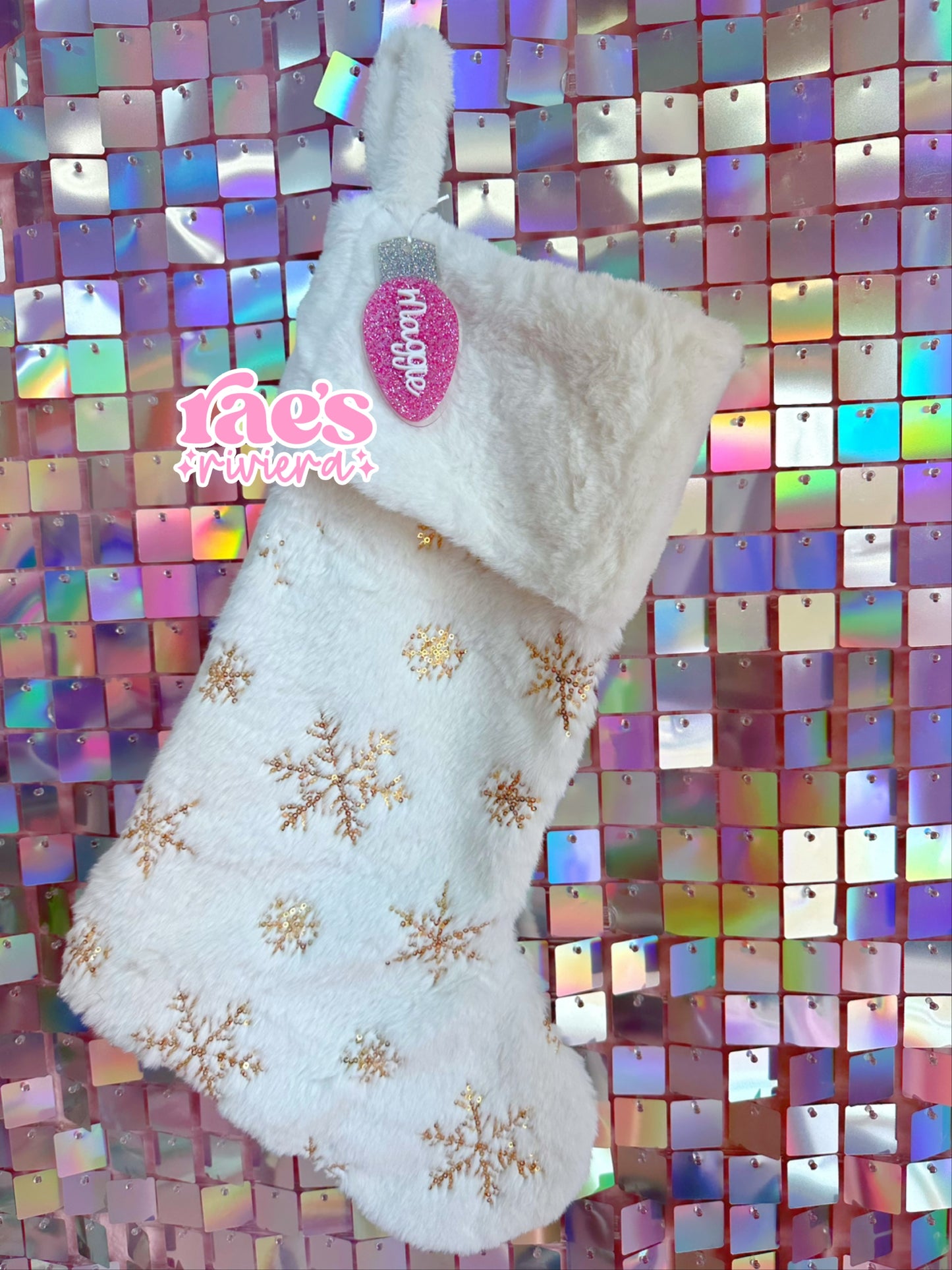 Christmas Light Bulb Ornament Name Tag | Stocking Tag WS