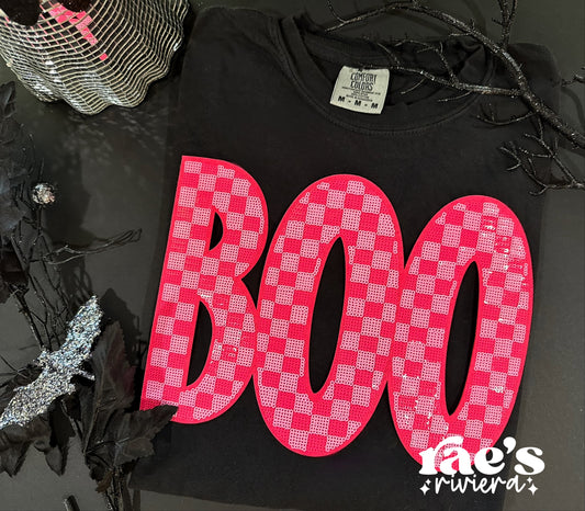 Boo Checkered Sequins Tee