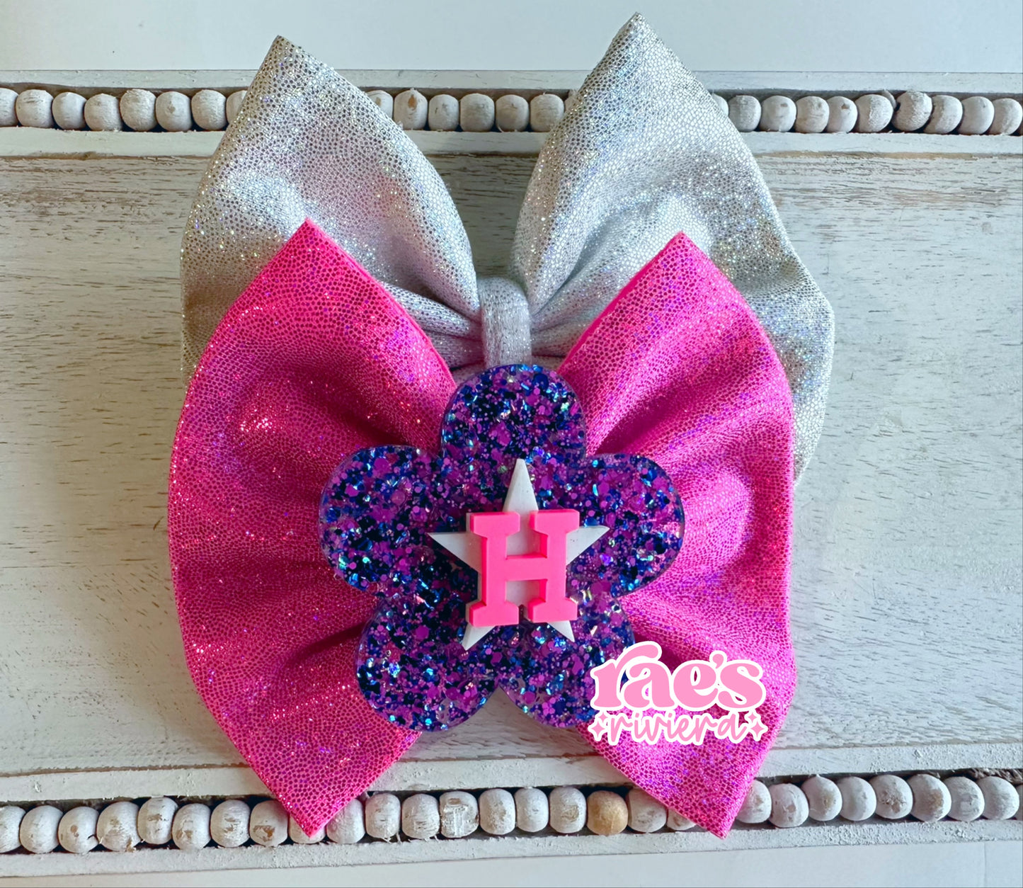 Astros Pink Confetti Flower Hair Clip