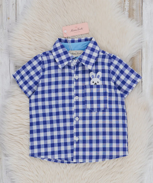 Boys Blue Bunny Romper/Button Up