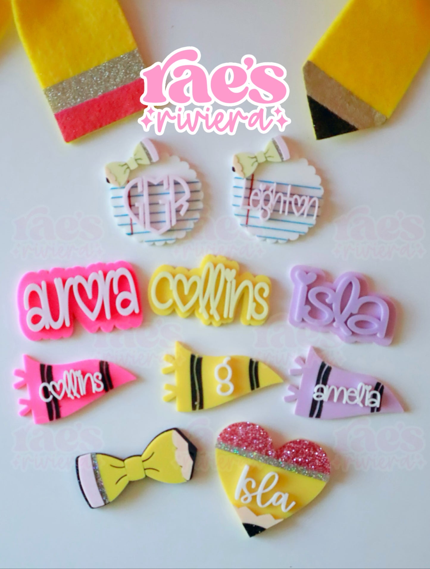 Crayon Name Pennant Hair Clip Collection