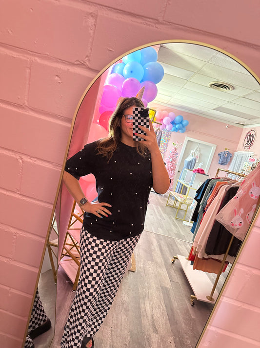 Drop Shoulder Pearl Blouse