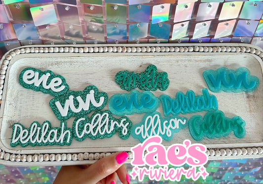 Teal GLITTER Hair Clips/Keychain/Bag Tags