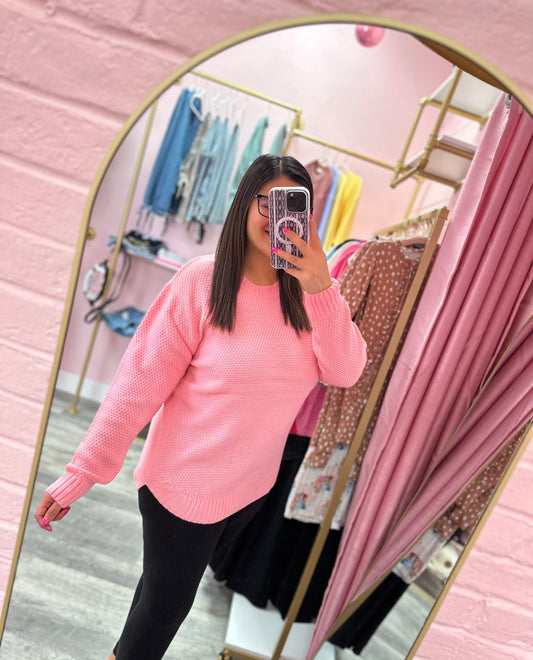 Blush Sweetheart Waffle Knit Pullover
