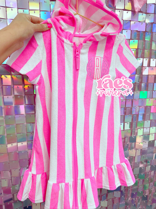 Embroidered Monogram Hooded Swim Cover Up