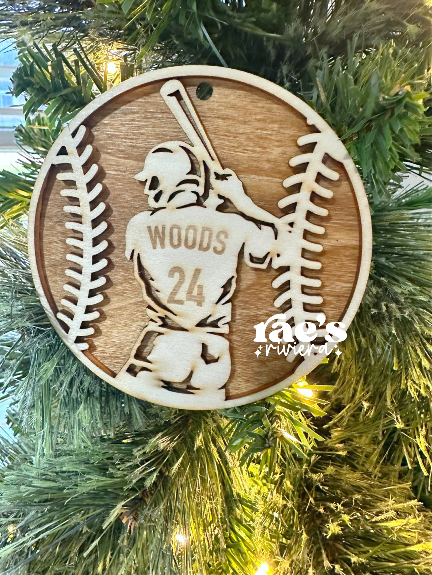 Engraved Wood Sports Ornaments