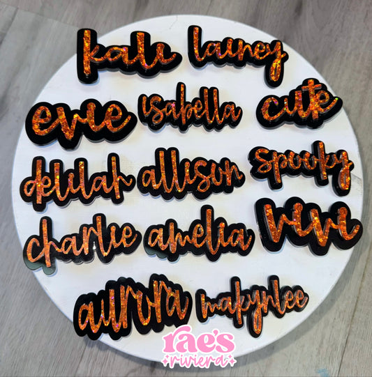 Black + Orange Glitter Hair Clip