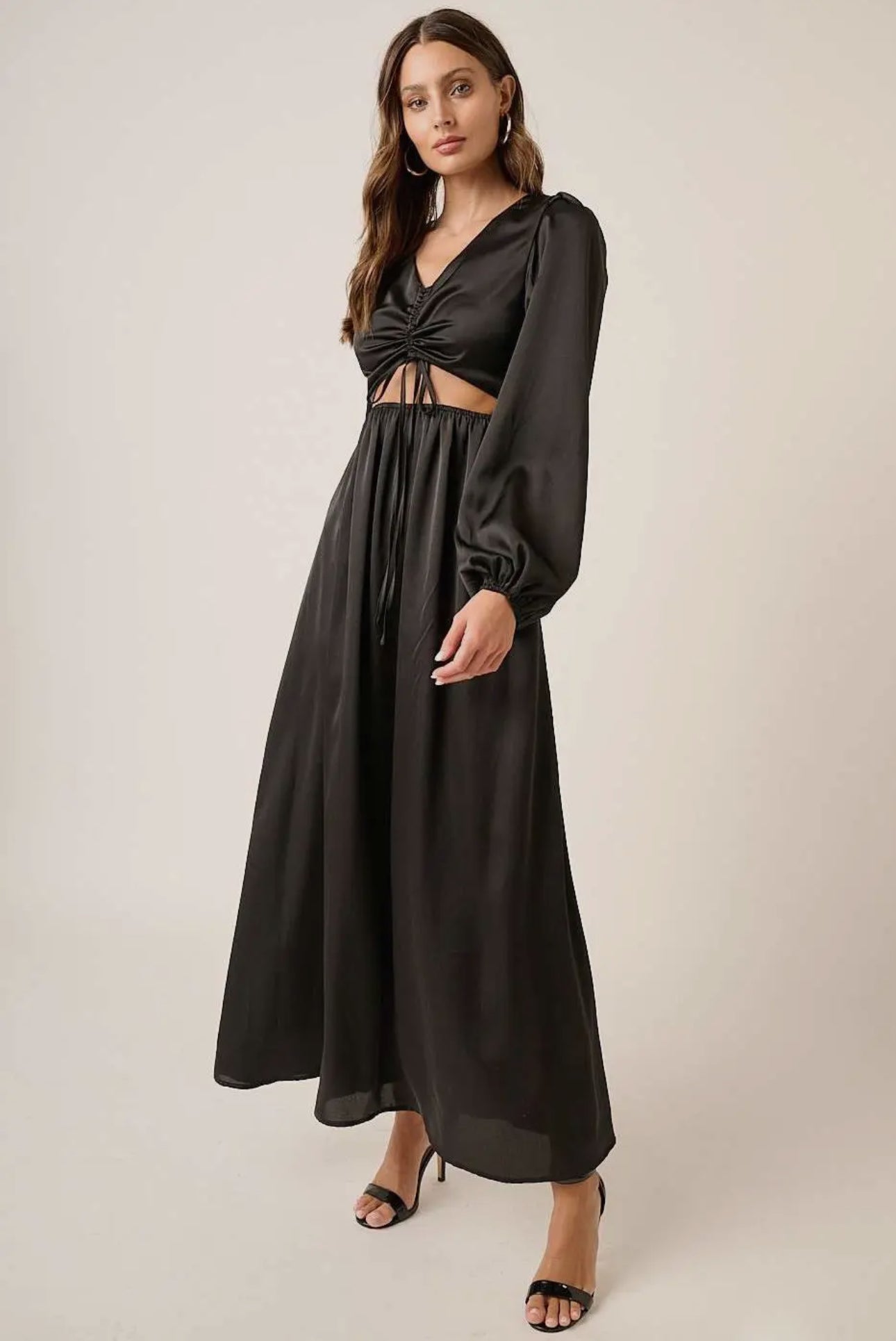 Black Satin Maxi Dress