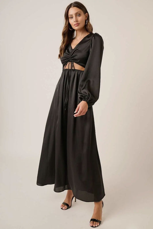 Black Satin Maxi Dress