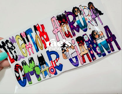 Doodle Name UV DTF Stickers