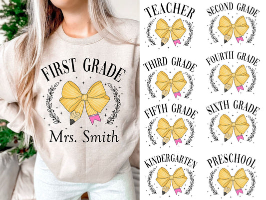 Personalized Pencil Bow Youth/Adult Tee
