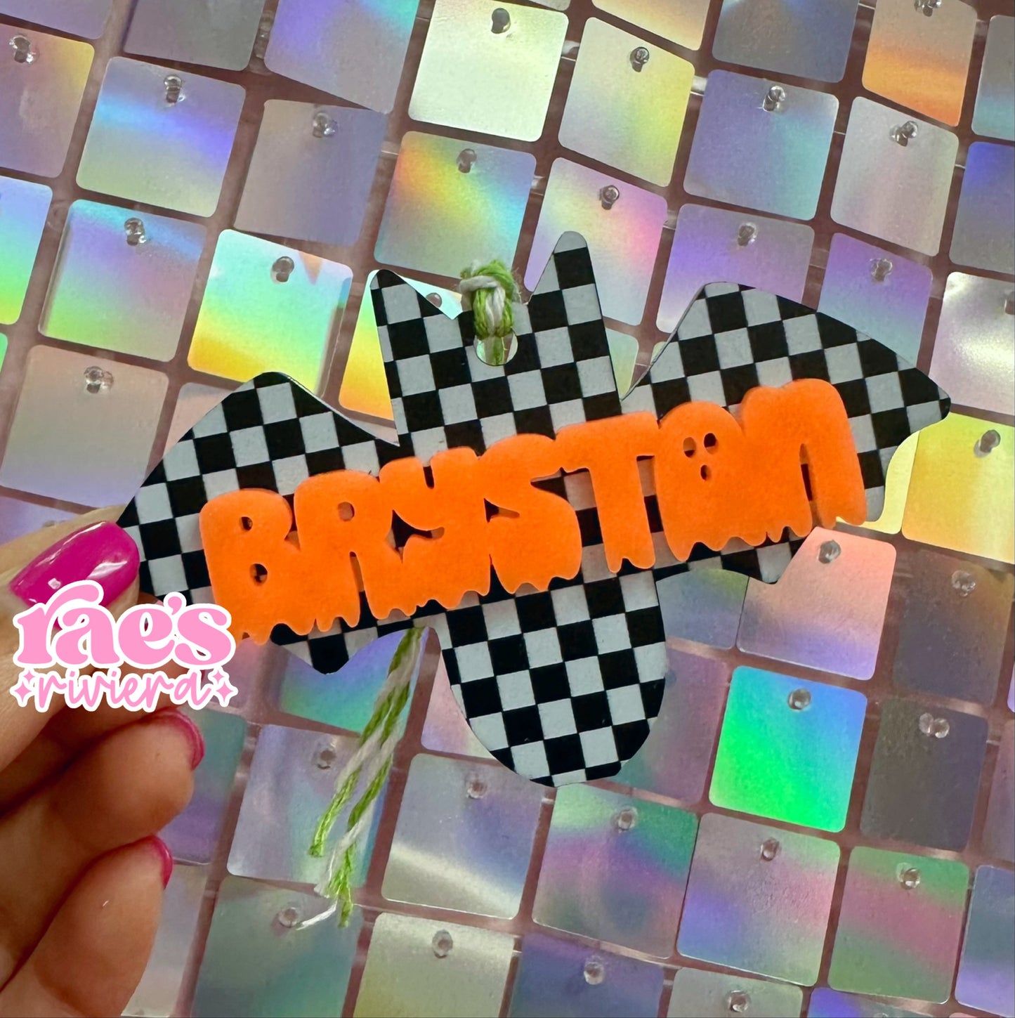 Checkered Bats Basket Tag