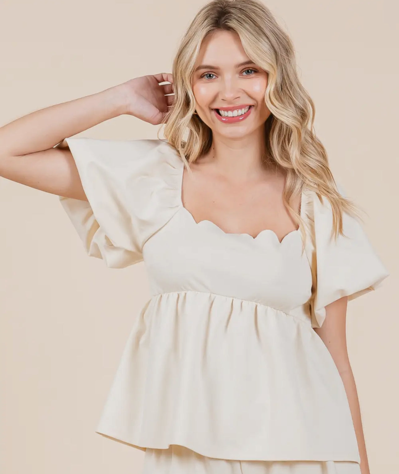 Scalloped Babydoll Top