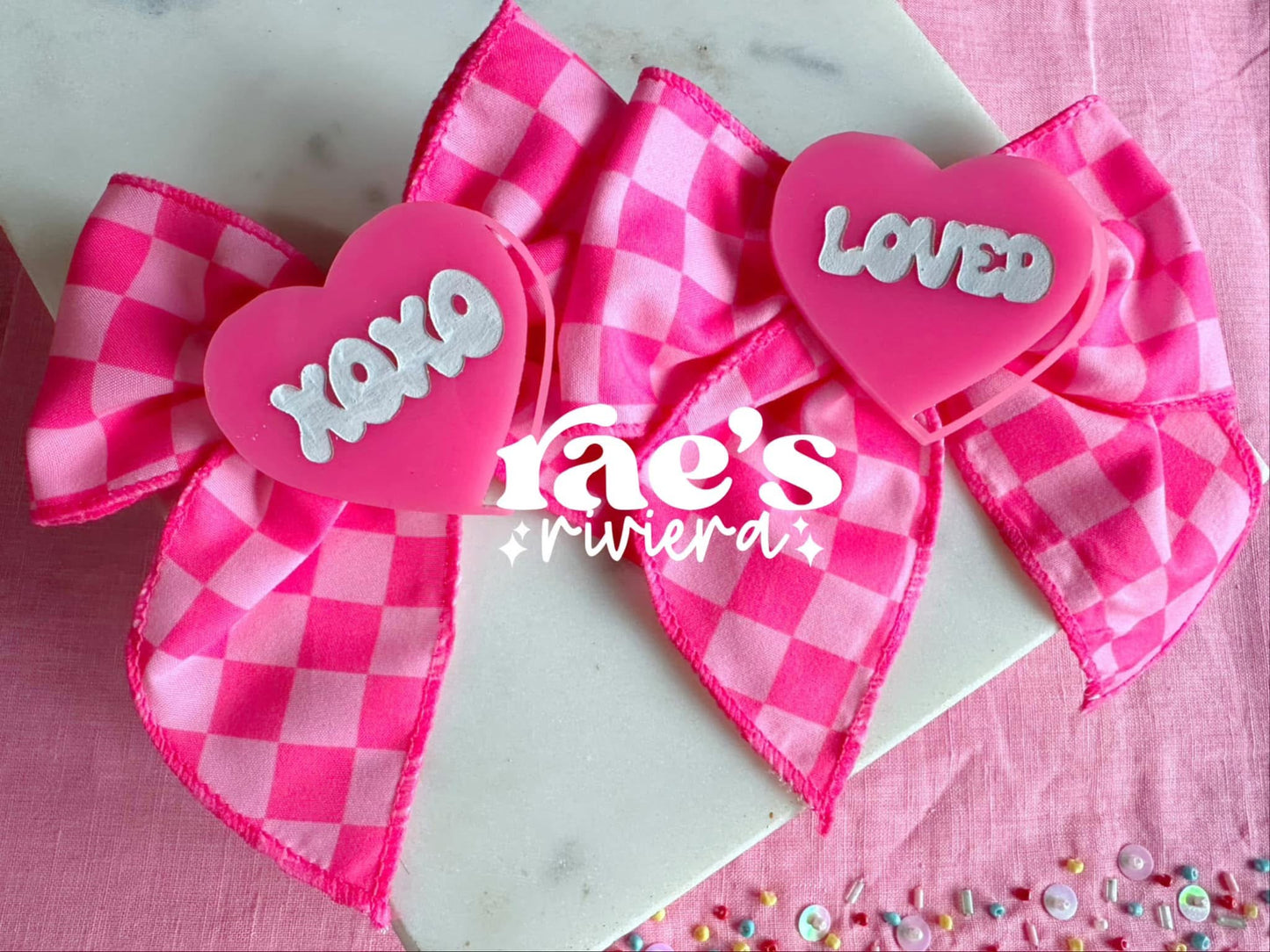 RR Pink Checkered Sailor Bows