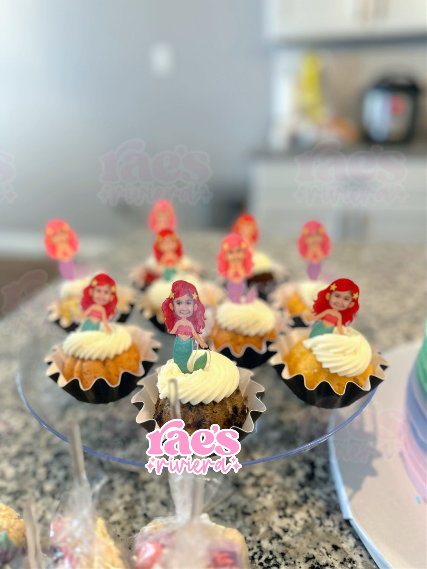 Custom Acrylic Photo Mermaid Cupcake Toppers