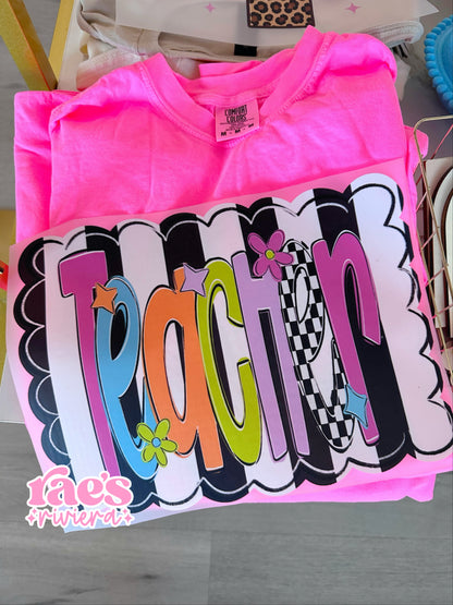 Teacher Pretty Poppy Doodle Tee