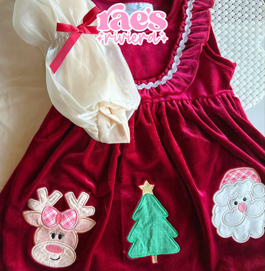 Classic Christmas Mocked Velvet Dress