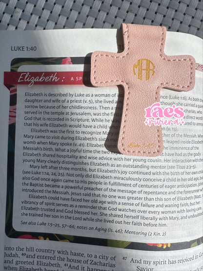 Engraved Cross Leather Magnet Bookmarks