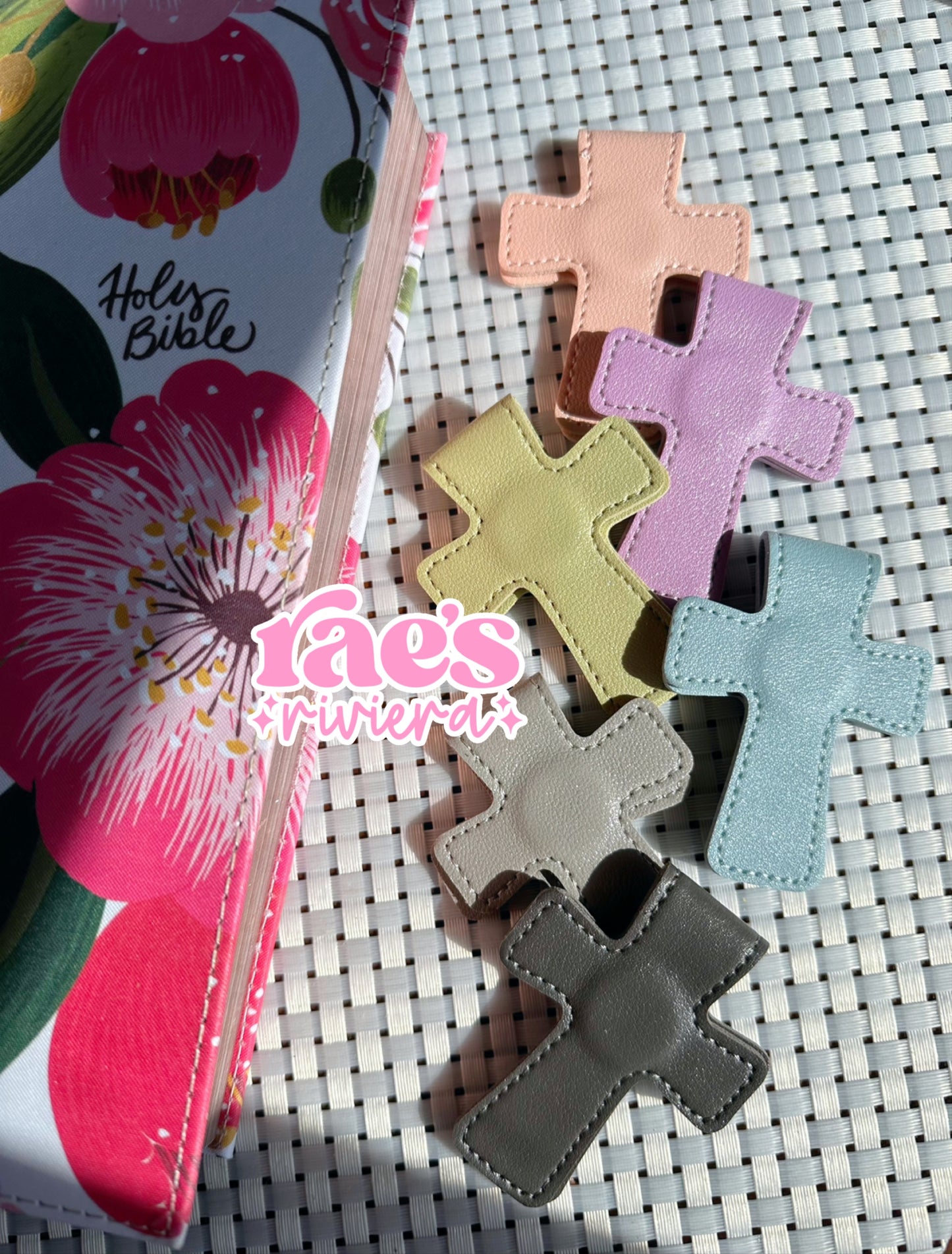 Engraved Cross Leather Magnet Bookmarks