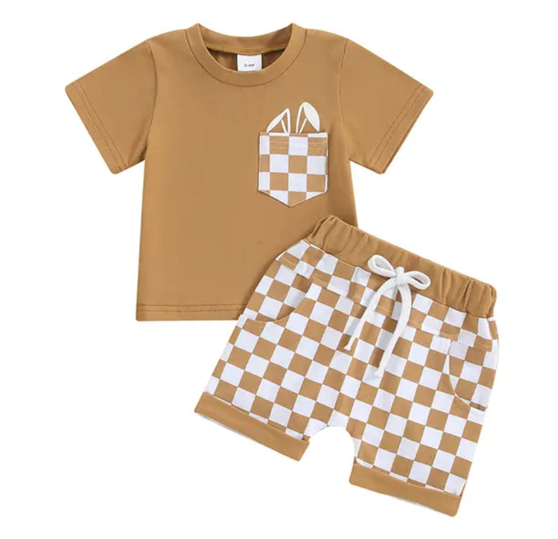 Boys Bunny Checkered Set