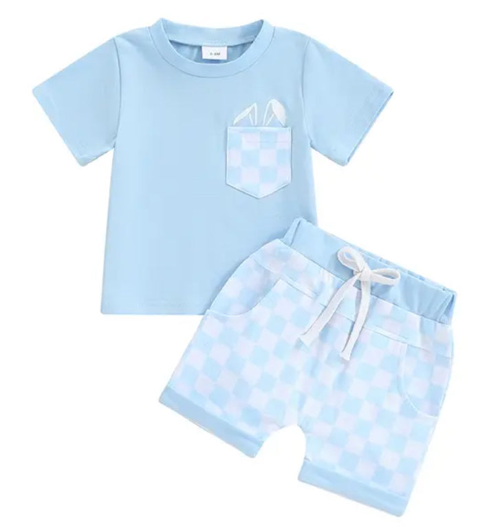 Boys Bunny Checkered Set