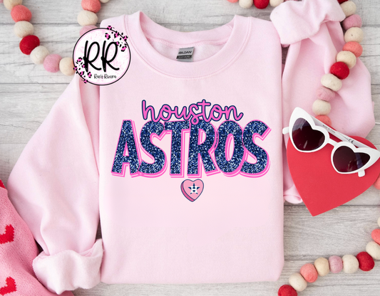 Astros Convo Heart Tee/Sweatshirt RR Pink