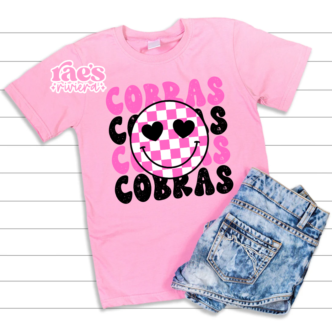 Cobra Pink Out Smiley Kids Tee