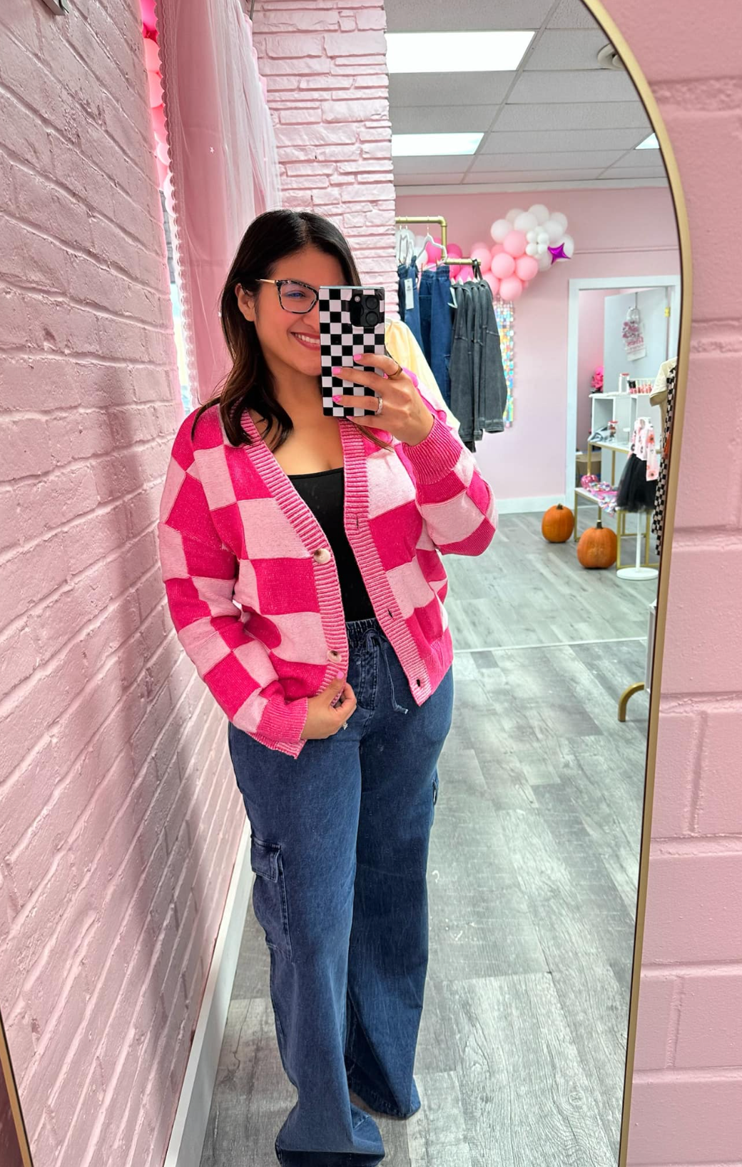 RR Pink Checkered Sweater