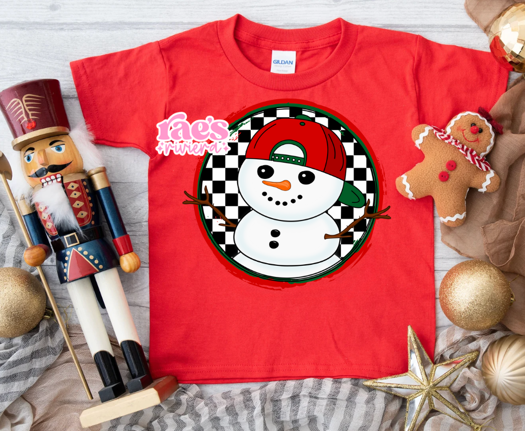 Checkered Snowman TODDLER Tee